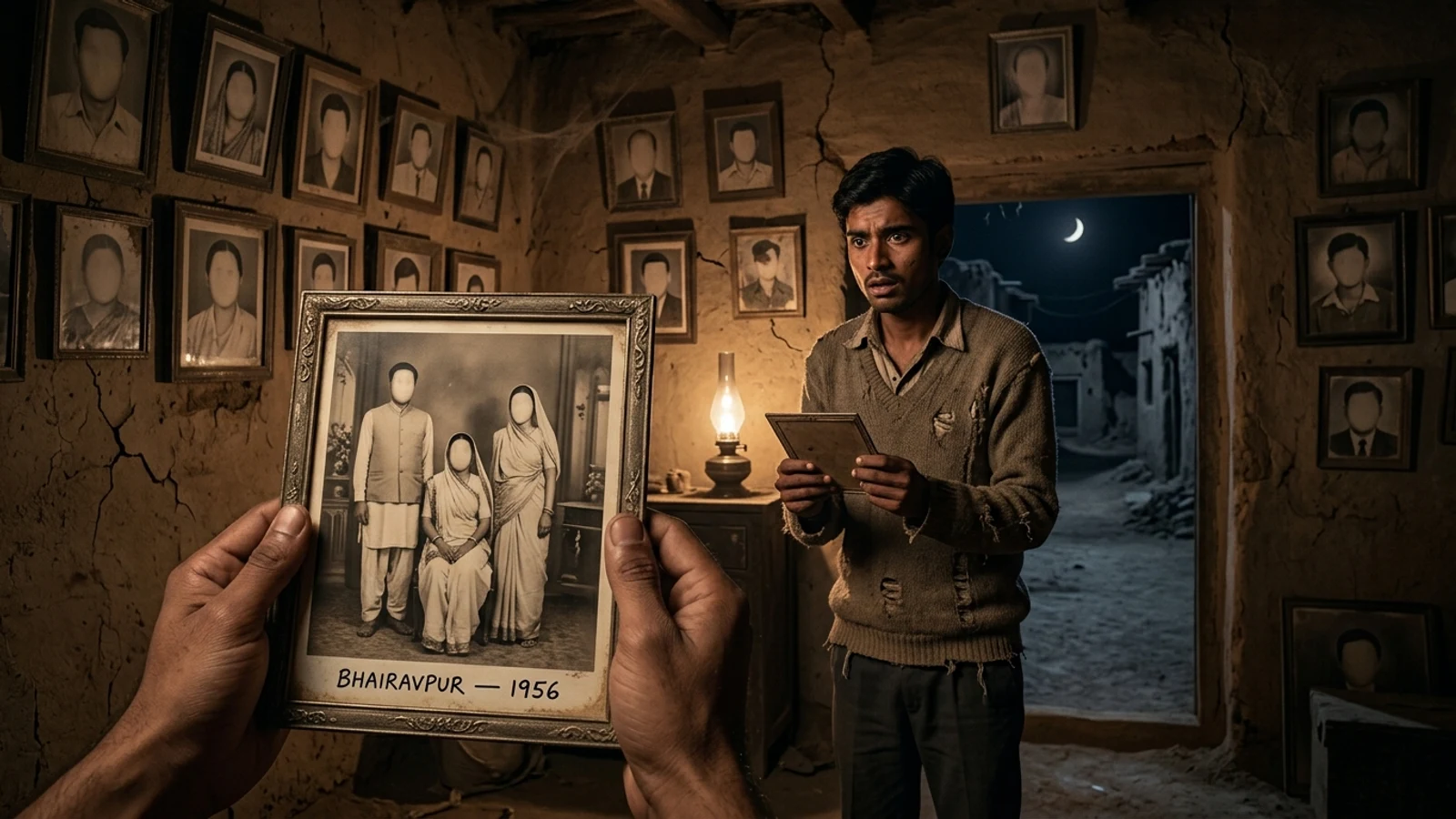 The Horror of the Abandoned Haveli — Scene 4: The Room of Photographs and the Girl with Black Eyes - The Horror of the Abandoned Haveli Horror Movie Scene Still 4K Wallpaper