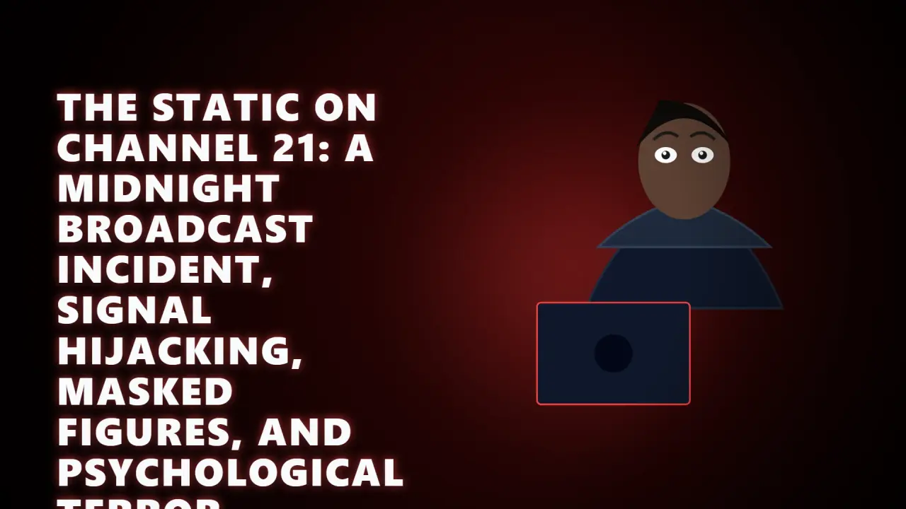 The Static on Channel 21: A Midnight Broadcast Incident, Signal Hijacking, Masked Figures, and Psychological Terror