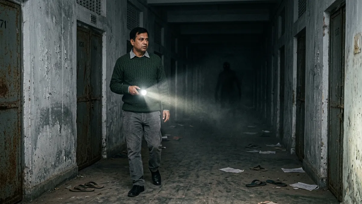 The Night the Hostel Went Silent — Scene 12: The Midnight Flashlight Patrol - The Night the Hostel Went Silent The Night the Hostel Went Silent — Scene 12: The Midnight Flashlight Patrol - The Night the Hostel Went Silent Horror Movie Scene Still 4K Wallpaper