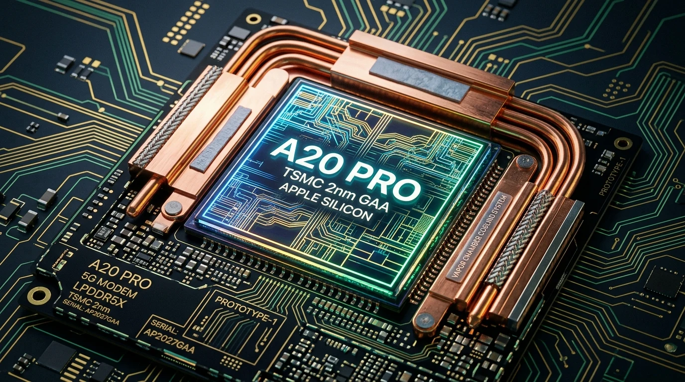 A20 Pro Silicon Die with Integrated 2nm GAA Architecture and Vapor Chamber Heat Pipe