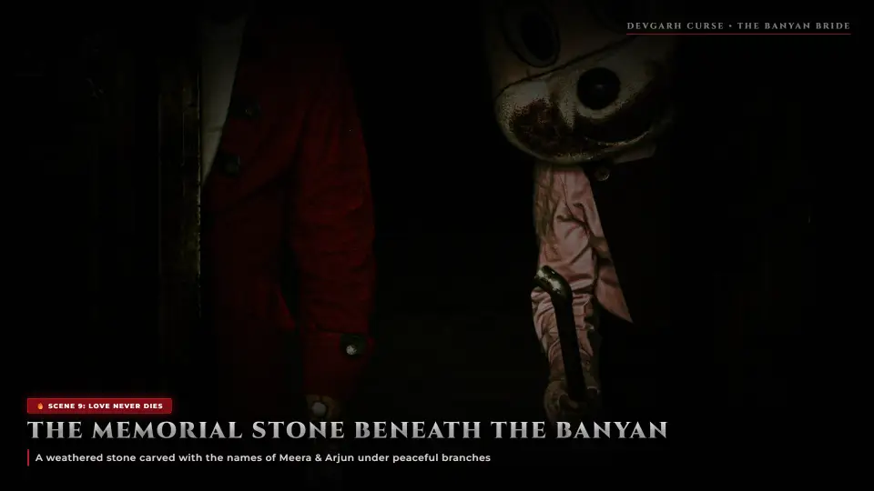 The Memorial Stone — Weathered Stone Beneath the Banyan - The Curse That Hated Love The Memorial Stone — Weathered Stone Beneath the Banyan - The Curse That Hated Love Horror Movie Scene Still 4K Wallpaper