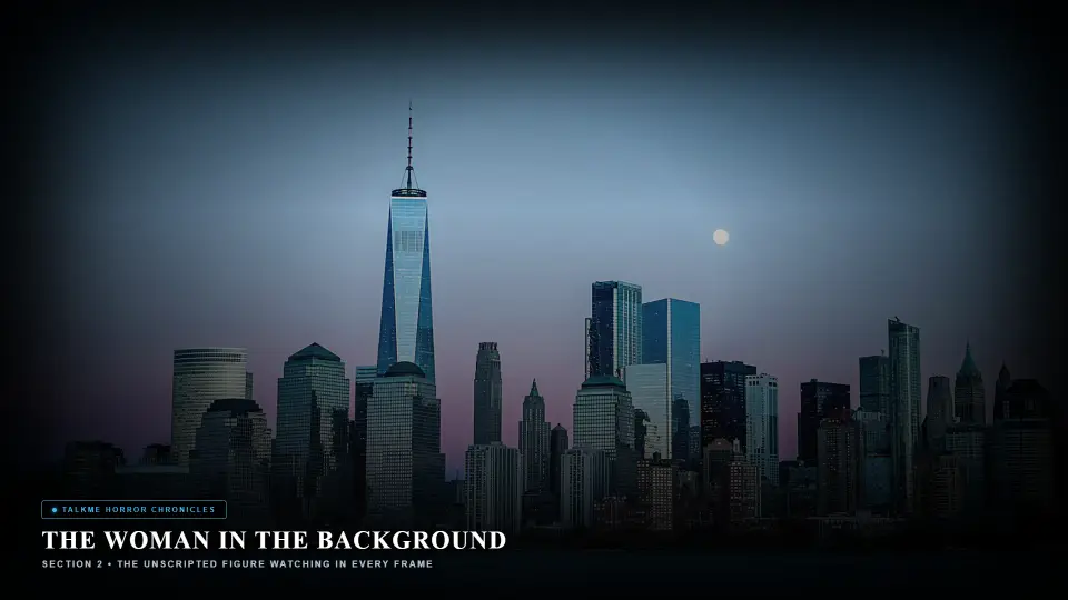 The Woman in the Background — Unscripted Eerie Pale Specter Lurking in Celluloid - The Incomplete Movie That Captured a Real Soul Horror Movie Scene Still 4K Wallpaper