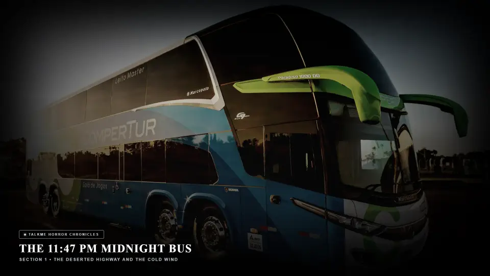 The 11:47 PM Midnight Bus — Deserted Highway Under the Cold Midnight Wind - The Passenger From the Kabristan The 11:47 PM Midnight Bus — Deserted Highway Under the Cold Midnight Wind - The Passenger From the Kabristan Horror Movie Scene Still 4K Wallpaper