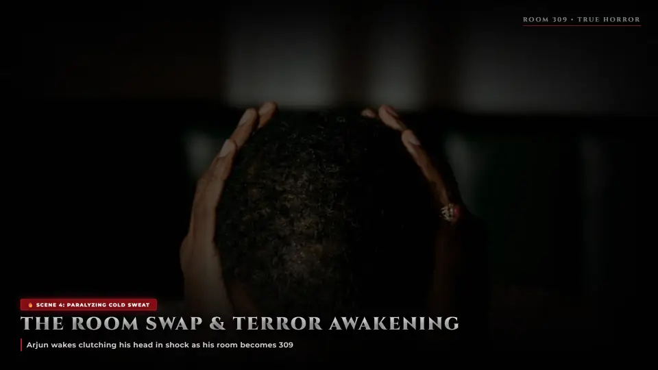 The Room Swap & Terror Awakening — Arjun in Cold Sweat - The Woman in Room 309 The Room Swap & Terror Awakening — Arjun in Cold Sweat - The Woman in Room 309 Horror Movie Scene Still 4K Wallpaper