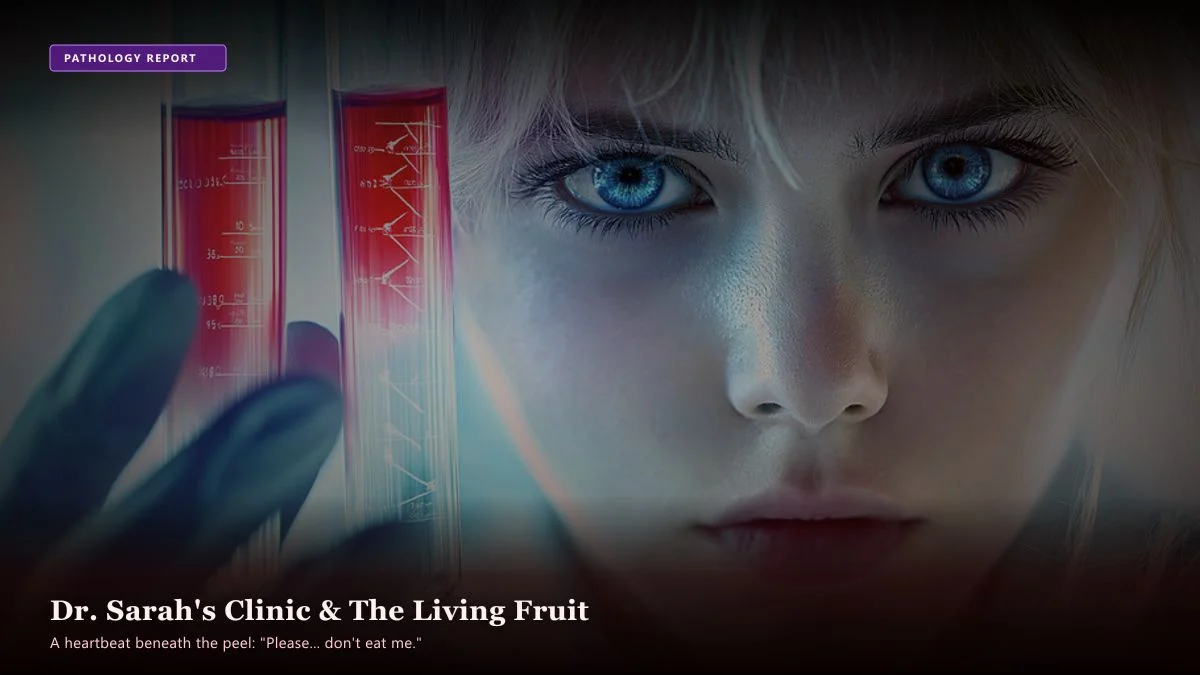 The Apple Seller — Scene 4: Dr. Sarah Vance in the Pathology Clinic - The Apple Seller Horror Movie Scene Still 4K Wallpaper