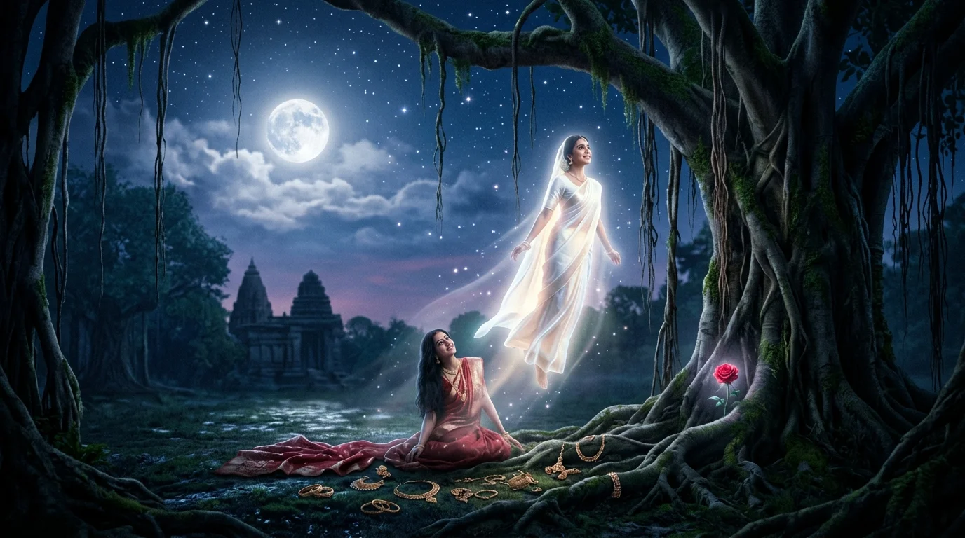 The Bride Who Could Not Die — Scene 5: The Red Sari Turning White & The Final Rose - The Bride Who Could Not Die Horror Movie Scene Still 4K Wallpaper