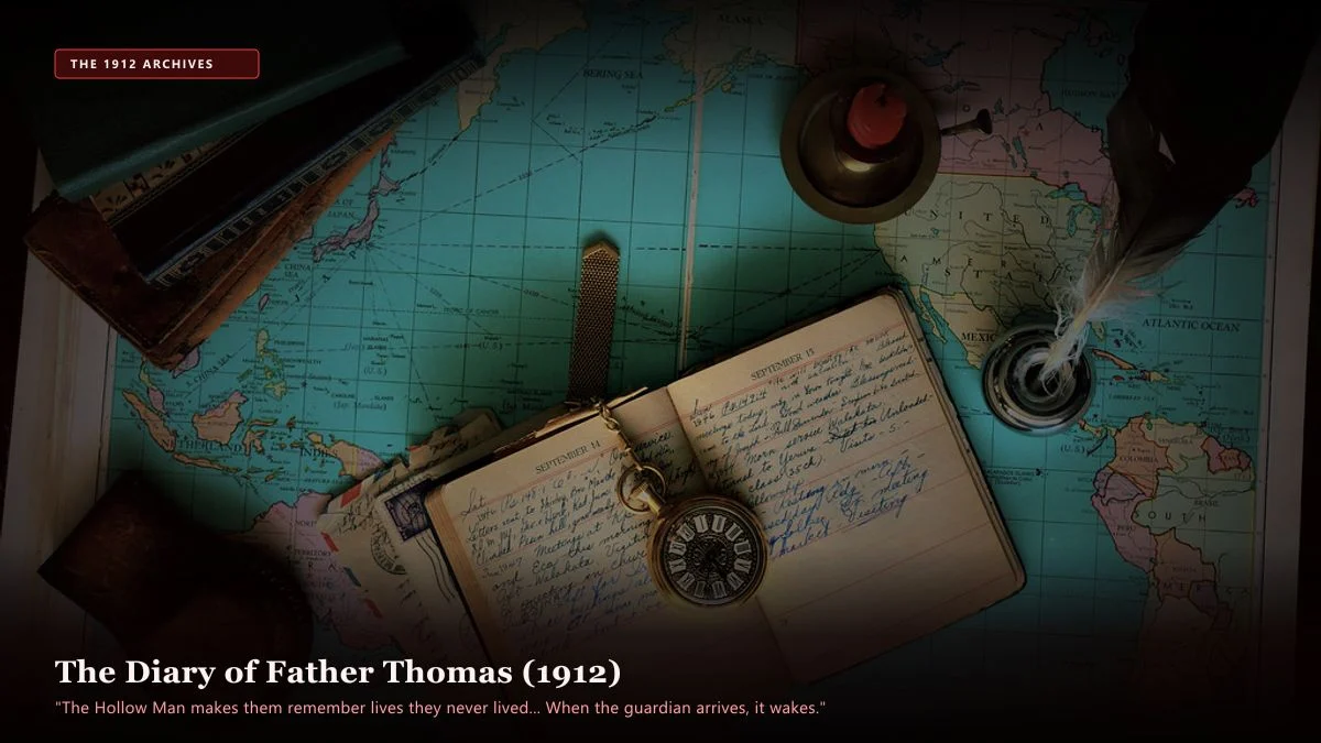 The Door Beneath the Church — Scene 3: The 1912 Diary of Father Thomas & The Archives - The Door Beneath the Church Horror Movie Scene Still 4K Wallpaper