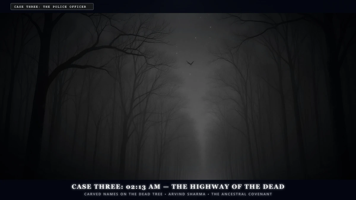 The Girl at the Highway Turn — Scene 4: Case Three - The Highway of the Dead & The Carved Names - The Girl at the Highway Turn Horror Movie Scene Still 4K Wallpaper