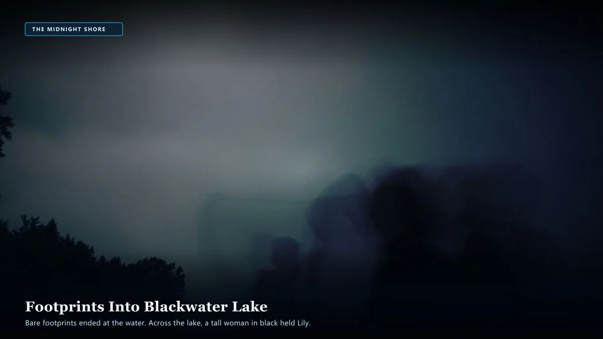 The House Beneath the Lake — Scene 4: The Misty Shore & Lily's Disappearance - The House Beneath the Lake Horror Movie Scene Still 4K Wallpaper