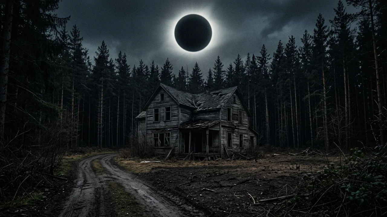 The House That Had No Morning — Scene 1: The House Under the Black Sun - The House That Had No Morning Horror Movie Scene Still 4K Wallpaper