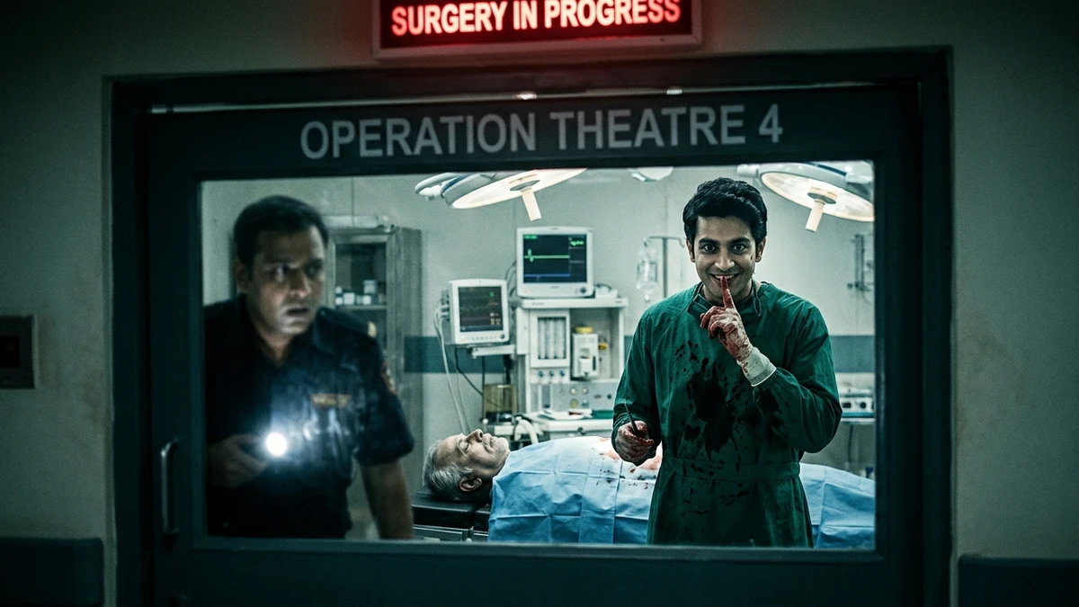 The Operation Room That Never Closed — Scene 5: The Security Guard & The Bloodied Finger - The Operation Room That Never Closed Horror Movie Scene Still 4K Wallpaper