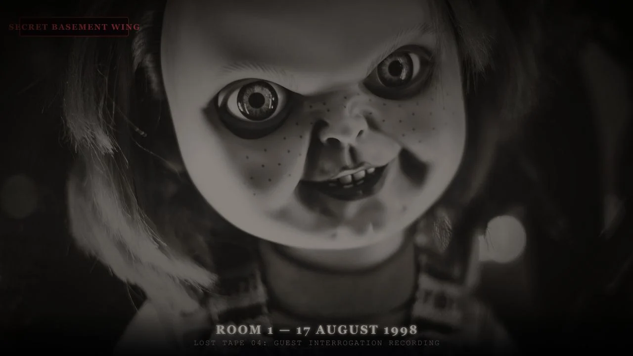 The Room That Was Never on the Map — Scene 5: Room 1 Interrogation Table & 1998 Tape - The Room That Was Never on the Map Horror Movie Scene Still 4K Wallpaper