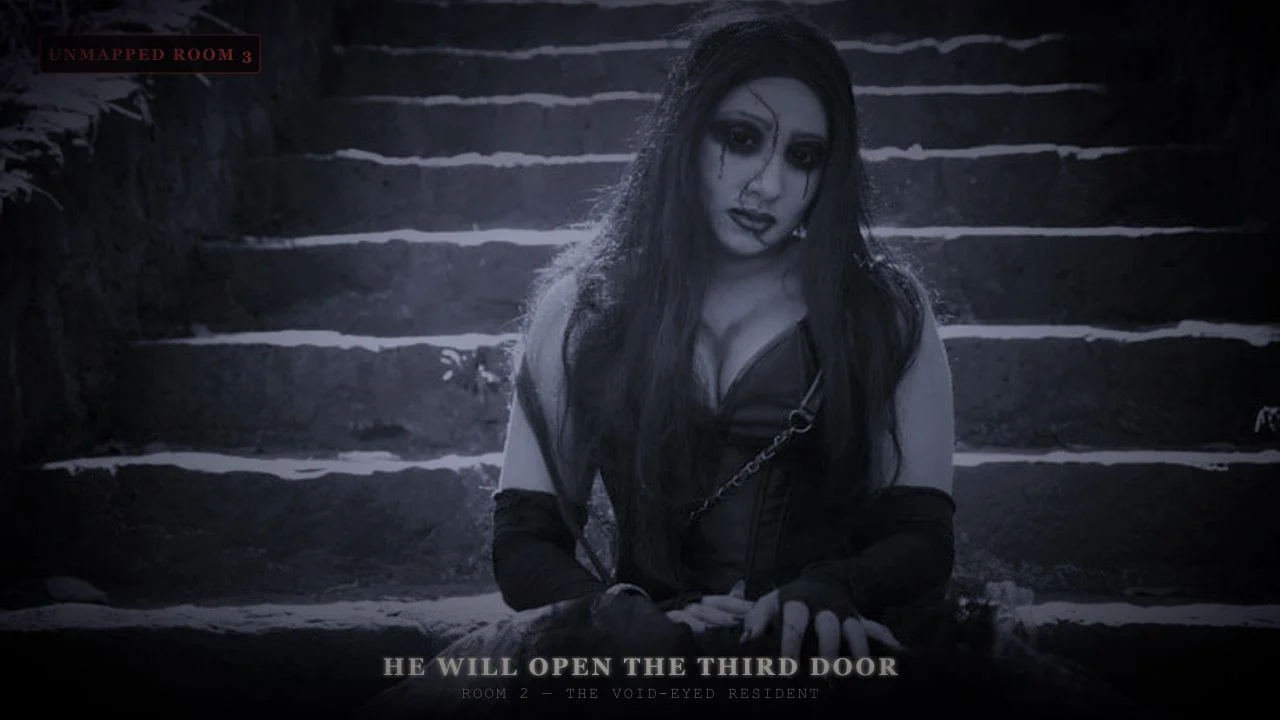 The Room That Was Never on the Map — Scene 7: Room 2 & The Void-Eyed Woman - The Room That Was Never on the Map Horror Movie Scene Still 4K Wallpaper