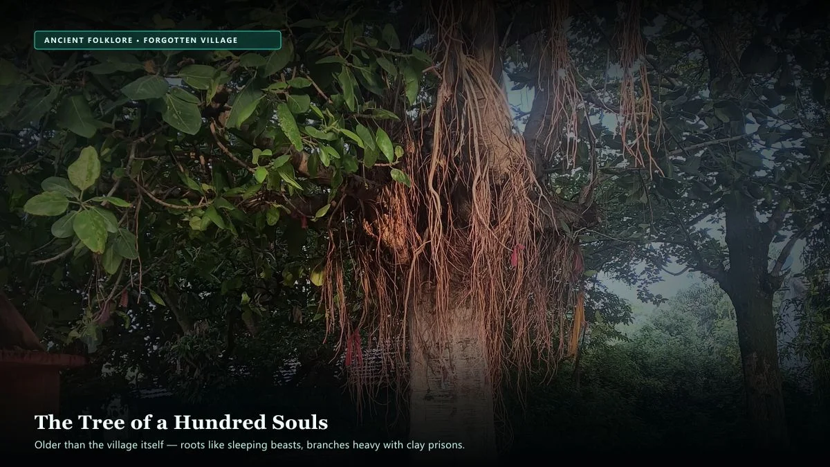 The Tree of a Hundred Souls — Scene 1: The Ancient Banyan & The Clay Prisons - The Tree of a Hundred Souls Horror Movie Scene Still 4K Wallpaper