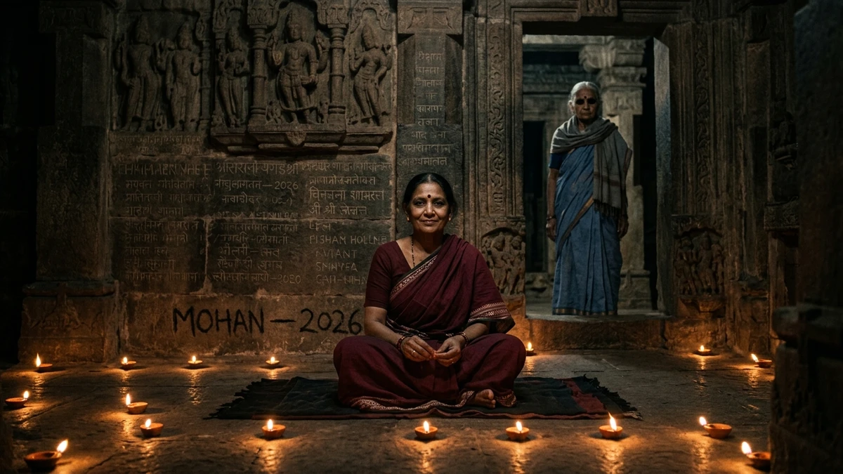 The Village That Never Slept — Scene 3: Kamla & The Inscribed Name Wall - The Village That Never Slept Horror Movie Scene Still 4K Wallpaper