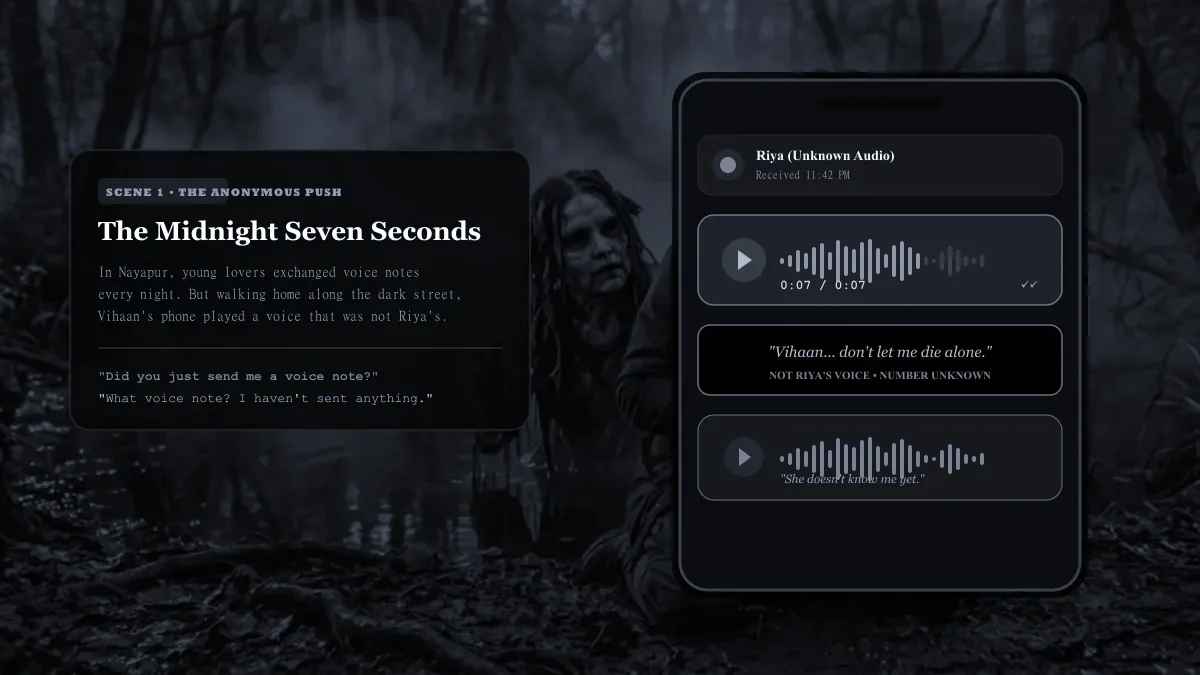 The Voice Note — Scene 1: The Seven Seconds & Black Audio Icon - The Voice Note Horror Movie Scene Still 4K Wallpaper